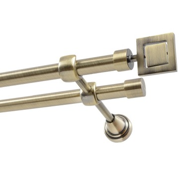 Двойной металлический карниз 16 мм 200 см без колес