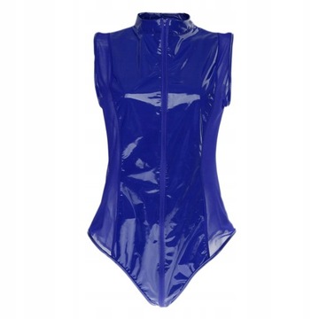 Women Wetlook Bodysuit Catsuit Jumpsuit Zippered Patent XXXL