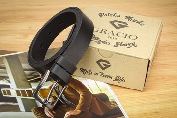 РЕМЕНЬ КОЖАНЫЙ МУЖСКОЙ GRACIO ДЛЯ БРЮК, КОЖА, ДЛИНА РЕМЕНЯ 165 СМ, ПОДАРОК
