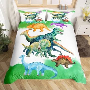 KOMPLET POŚCIELOWY ZE WZOREM DINOZAURÓW POSZWA NA KOŁDRĘ DLA NASTOLATKI