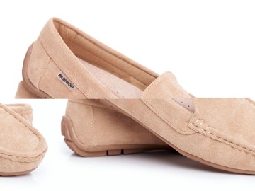 ЗАМШЕВЫЕ БЕЖЕВЫЕ МОКАСИНЫ, ПРОФИЛИРОВАННАЯ Стелька 40