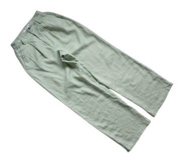 Spodnie zielone szerokie wysoki stan lniane 100% len NA-KD 32/34 XS/XXS