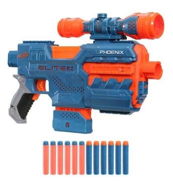 ZESTAW Pistolet Automat + CELOWNIK + 12x Naboje Nerf Elite 2.0 Phoenix