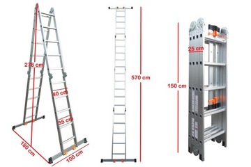 ЛЕСТНИЦА СОЕДИНЕННАЯ 4х5 ПРОФЕССИОНАЛЬНАЯ 570 СМ
