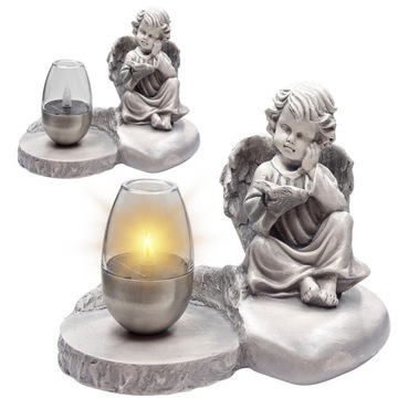 ZNICZ GIPSOWA FIGURKA NAGROBNA LAMPA SOLARNA LED