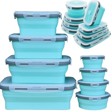 Składane silikonowe Pojemnik na kanapki Vesperbox 350+500+800+1200ml 8 szt