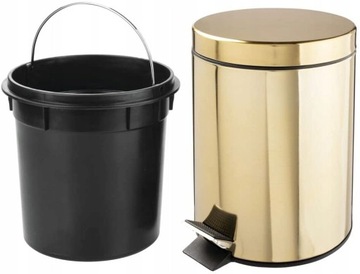 mDesign Kosz na śmieci z pedałem METALOWY ZŁOTY