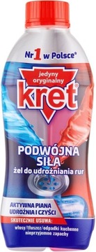 KRET Żel do udrożniania rur podwójna SIŁA 0,7 kg