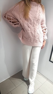 COCOMORE Sweter Półgolf Pudrowy Róż UNI