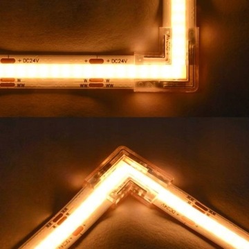 Złączka kątowa do taśm COB LED 8mm łącznik 90° zacisk szybki montaż klikana