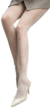 kremowe rajstopy kabaretki Veneziana ROSA STILE 5 XL PANNA