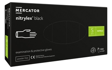 Rękawice Mercator Medical Nitrylex Black r. S czarne 100 sztuk