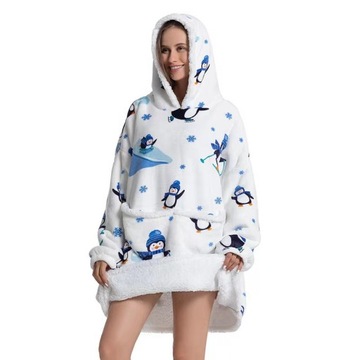 CIEPŁA BLUZA KOC OVERSIZE FUTRZAK 2W1 GRUBA jabł