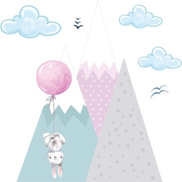 Naklejki na ścianę dla dzieci Góry Balon Chmury