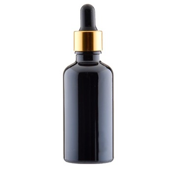 BUTELKA SZKLANA 50ML Z PIPETĄ ZŁOTO-CZARNĄ