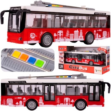 AUTOBUS DO ZABAWY Z NAPĘDEM Z DŹWIĘKIEM I ŚWIATŁAMI 1:16 OTWIERANE DRZWI