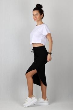 Юбка миди L BLACK ASYMMETRIC TUBE из хлопка