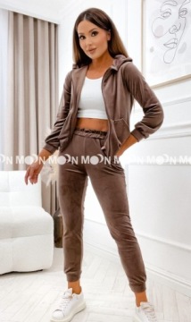 Велюровый спортивный костюм шоколадно-коричневого цвета на молнии XL