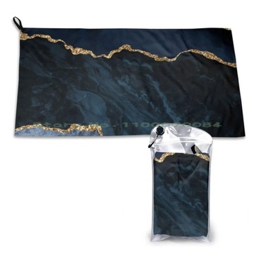 Navy And Gold Agate Watercolor Textures Quick Dry Towel Gym Sports Bath