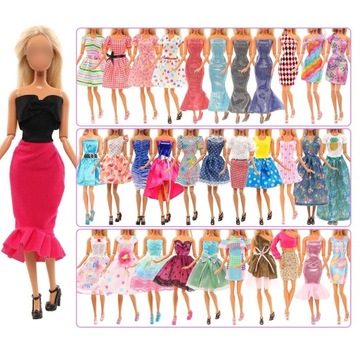 11 шт. МОДНЫЕ ВЫПУСКНЫЕ ПЛАТЬЯ + КУПАЛЬНИКИ ДЛЯ КУКОЛ FUN HOUSE ГАРДЕРОБ