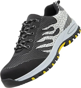 BUTY MĘSKIE OCHRONNE SPORTOWE DO PRACY LEKKIE CZARNO SZARE ROZ.37
