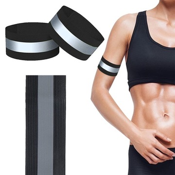 2x REGULOWANA OPASKA ODBLASKOWA ODBLASK DO BIEGANIA NA RĘKĘ CZARNA RZEP