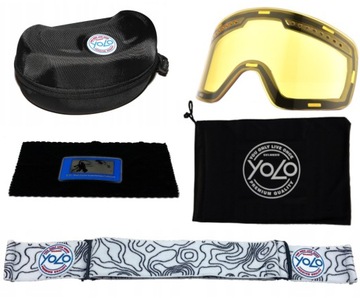 GOGLE NARCIARSKIE DAMSKIE NIEBIESKIE YOLO POLARYZACJA 2 SZYBY ZESTAW HIT