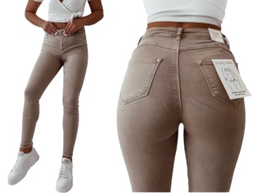 Jeansy spodnie damskie wyszczuplające modelujące na zamek push up XL/42