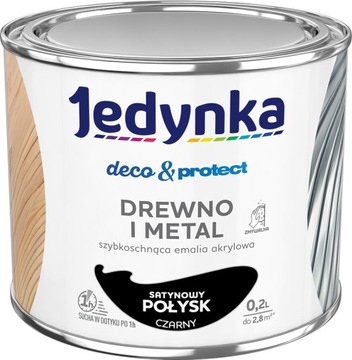 JEDYNKA Drewno I Metal Satynowy Połysk Czarny 0,2l