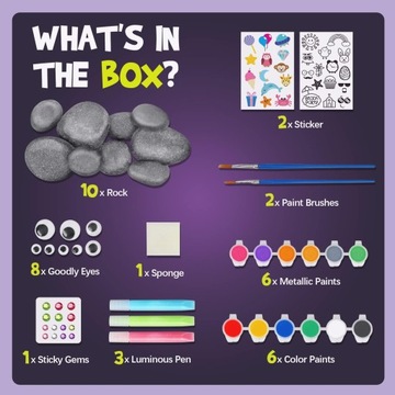 НАБОР ДЛЯ ДЕТСКОЙ КРАСКИ ПО КАМНЮ СВЕТЯЩИЕСЯ В ТЕМНОТЕ КРАСКИ XXL