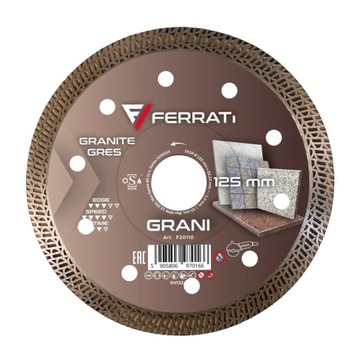 TARCZA DIAMENTOWA 125mm Do Gresu Kamienia Naturalnego Płytek GRANI FERRATI