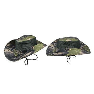 Boonie Hat Mesh Leaves Wzór Kamuflaż Oddychająca czapka wędkarska Szara