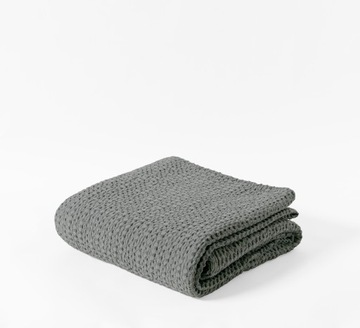 Narzuta na łóżko bawełniana, pled 140x220 VitalHome ciemnoszara E33409