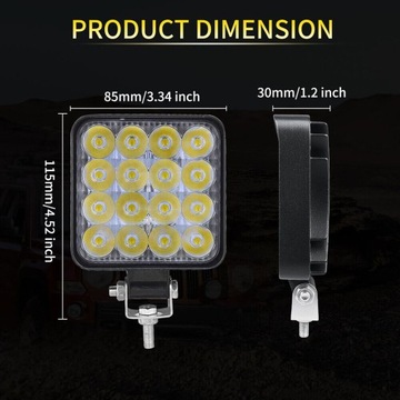4SZT. LAMPA ROBOCZA 16 LED HALOGEN 48W 12V 24V HERANran