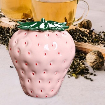 Керамический герметичный контейнер для хранения в форме клубники, переносной, розовый