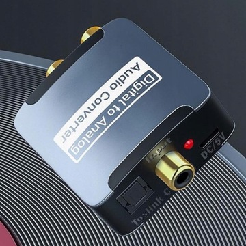 КОНВЕРТЕР АДАПТЕР ЦАП ОПТИЧЕСКИЙ АДАПТЕР КОАКСИАЛЬНЫЙ TOSLINK НА 2x RCA CINCH