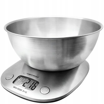 WAGA KUCHENNA ELEKTRONICZNA Z MISKĄ STAL NIERDZEWNA WYŚWIETLACZ LCD DOMOWA