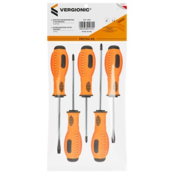 Набор отверток CR-V, отвертки, отвертки с плоской головкой, МАГНИТ, 5 шт.