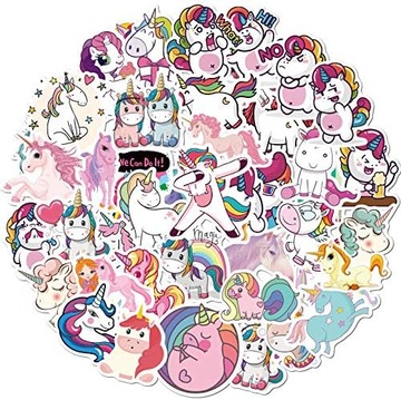 JOOEE Naklejki Unicorn wodoodporne winylowe JEDNOROŻCE 50 szt NA MIKOŁAJKI