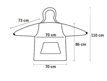 CIEPŁA GRUBA BLUZA KOC KAPTUR OVERSIZE FUTRZAK SZLAFROK Kocobluza Ponczo