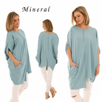 F516 ТУНИКА оверсайз асимметричная с карманом