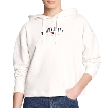 TOMMY HILFIGER BLUZA DAMSKA KAPTUR KRÓTKA BIAŁA