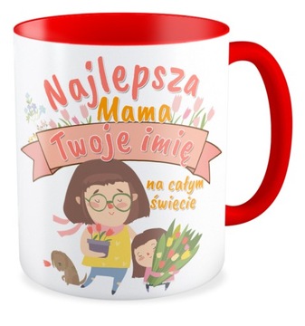 Kubek czerwony NAJLEPSZA MAMA Twoje imię