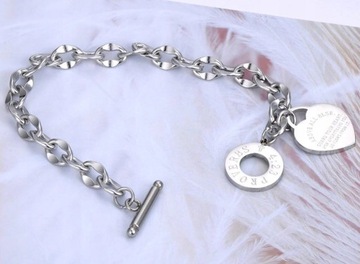 СЕРЕБРЯНЫЙ браслет Цепочка-сердечко из хирургической стали