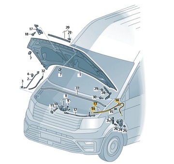 VW CRAFTER CIĘGNO MASKI 7C0823535