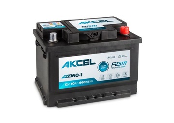 АККУМУЛЯТОР AKCEL, AGM СТАРТ СТОП 60AH 660A 