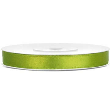 Taśma tasiemka wstążka satynowa 25m x 6mm zielona jasna rolka