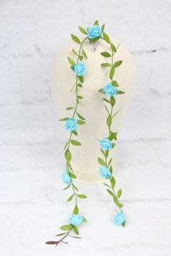 Нежный свадебный венок с сессионным жемчугом СИНИЙ