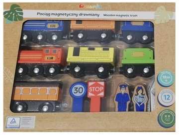 Drewniany Pociąg magnetyczny Elefun Magnetic Train