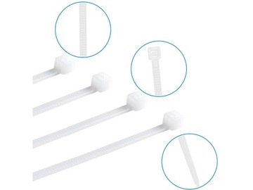 ОЧЕНЬ ПРОЧНЫЕ ЗАЖИМЫ 3,6х200мм 100 ШТ. БЕЛЫЕ КАБЕЛЬНЫЕ Стяжки